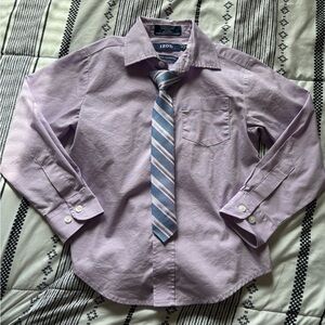 Izod Kids Lavender Button Down Shirt with Striped Tie